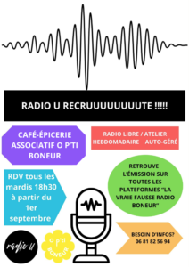 Radio U recrute ! atelier de radio libre auto-géré au café-épicerie associatif